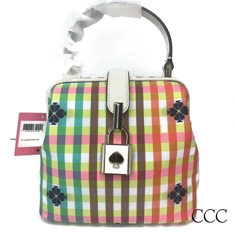 Kate Spade Remedy Doctor Micro Plaid Rainbow Clover Gingham Bag